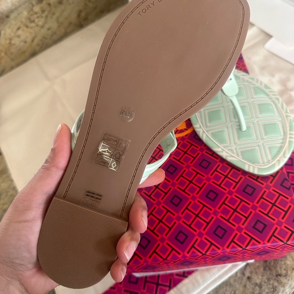 New Tory Burch Women's Metal Miller Sandals New Ivory Meadow Mist - Picture 4 of 5